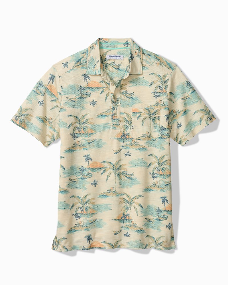 Big & Tall San Lucio Tides Mirage Stretch Knit Polo - Tanned Cream
