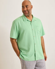 Big & Tall Coastal Breeze Check IslandZone Camp Shirt - Zephyr Green