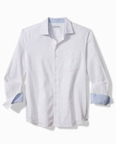 Big & Tall Barbados Breeze Playa Plaid Stretch-Linen Shirt - White