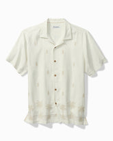 Big & Tall Pina Palms Embroidered Silk Camp Shirt - Continental