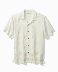 Big & Tall Pina Palms Embroidered Silk Camp Shirt - Continental