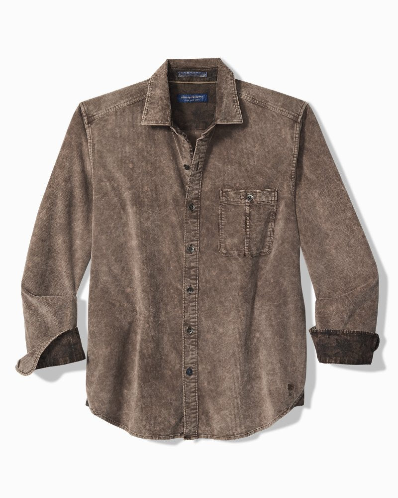 Big & Tall Coastline Cord Stretch Sun Fade Shirt - Brownstone