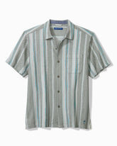 Big & Tall Milano Stripe Cotton Camp Shirt - Palm Moss