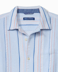Big & Tall Milano Stripe Cotton Camp Shirt - Dew Drop