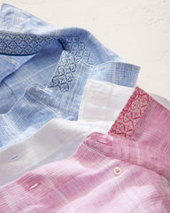 Big & Tall Paradisio Plaid Linen Long-Sleeve Shirt - White