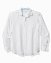 Big & Tall Paradisio Plaid Linen Long-Sleeve Shirt - White