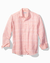 Big & Tall Paradisio Plaid Linen Long-Sleeve Shirt - Passion Peach