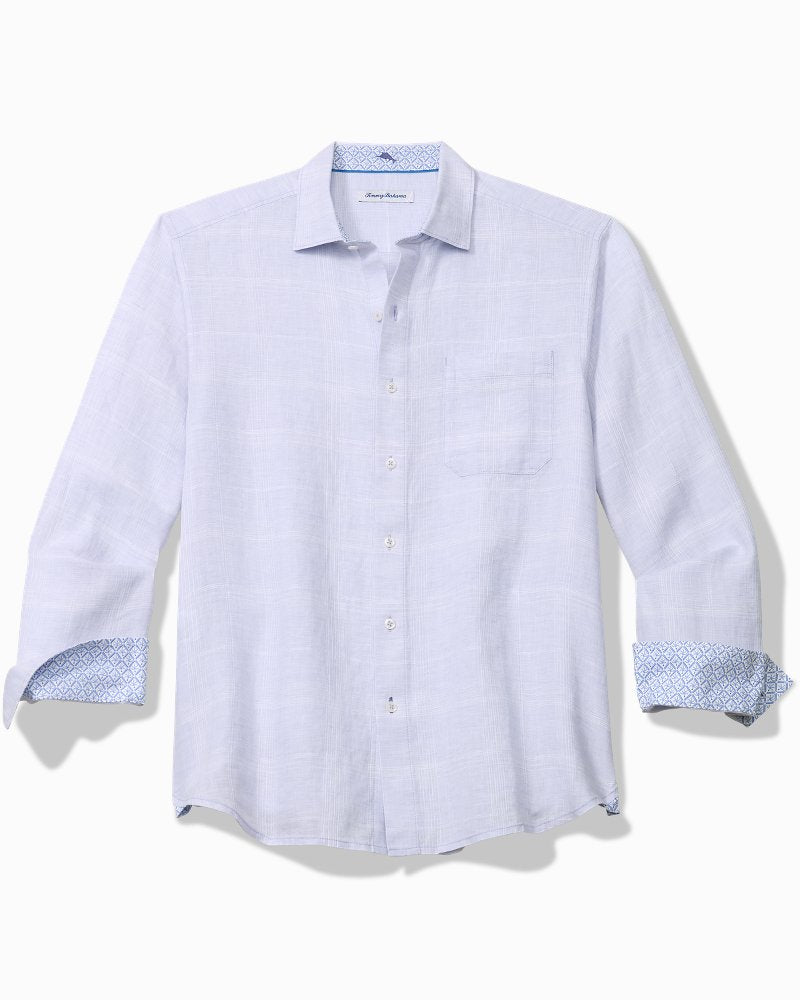 Big & Tall Paradisio Plaid Linen Long-Sleeve Shirt - Classic Lavender
