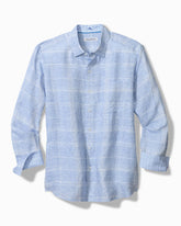 Big & Tall Paradisio Plaid Linen Long-Sleeve Shirt - Light Sky