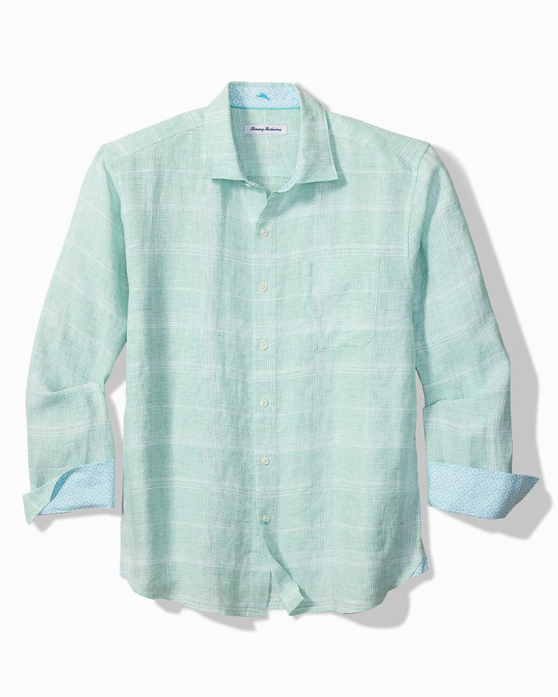 Big & Tall Paradisio Plaid Linen Long-Sleeve Shirt - Sprite