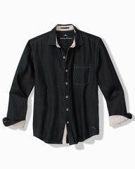 Big & Tall Paradise Breezer Linen Long-Sleeve Shirt - Black