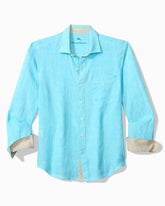 Big & Tall Paradise Breezer Linen Long-Sleeve Shirt - Blue Radiance