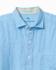 Big & Tall Paradise Breezer Linen Long-Sleeve Shirt - Glass Bead Blue