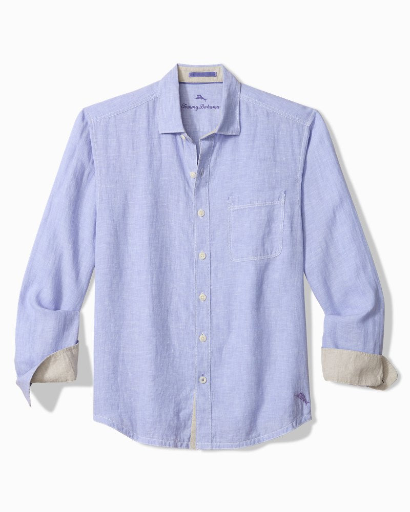 Big & Tall Paradise Breezer Linen Long-Sleeve Shirt - Classic Lavender