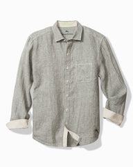 Big & Tall Paradise Breezer Linen Long-Sleeve Shirt - Tea Leaf