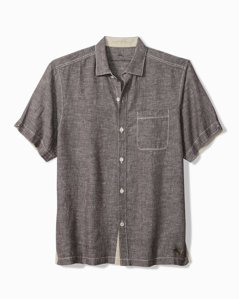 Big & Tall Paradise Breezer Linen Short-Sleeve Shirt - Double Chocolate