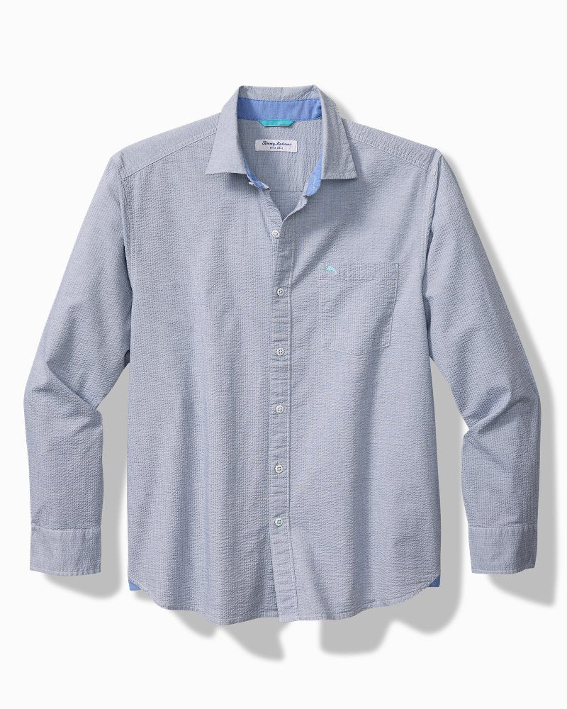 Big & Tall Nova Wave Cotton-Blend Long-Sleeve Shirt - Chambray Blue