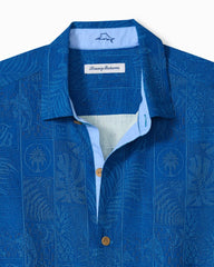 Big & Tall Fairview Fronds Silk Camp Shirt - Classic Blue