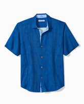 Big & Tall Fairview Fronds Silk Camp Shirt - Classic Blue