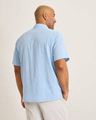 Big & Tall Bahama Coast Scala Stripe IslandZone Polo - Steel Blue