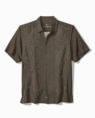 Big & Tall Maui Border Silk Camp Shirt - Tapenade