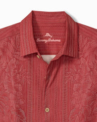 Big & Tall Maui Border Silk Camp Shirt - Deep Havana