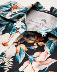 Big & Tall Midnight Blooms Silk Camp Shirt - Evening Blue