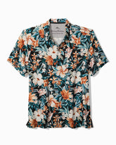 Big & Tall Midnight Blooms Silk Camp Shirt - Evening Blue