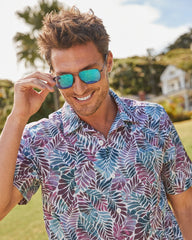 Big & Tall Bahama Coast Palm Mirage IslandZone Camp Shirt - Belle Blue