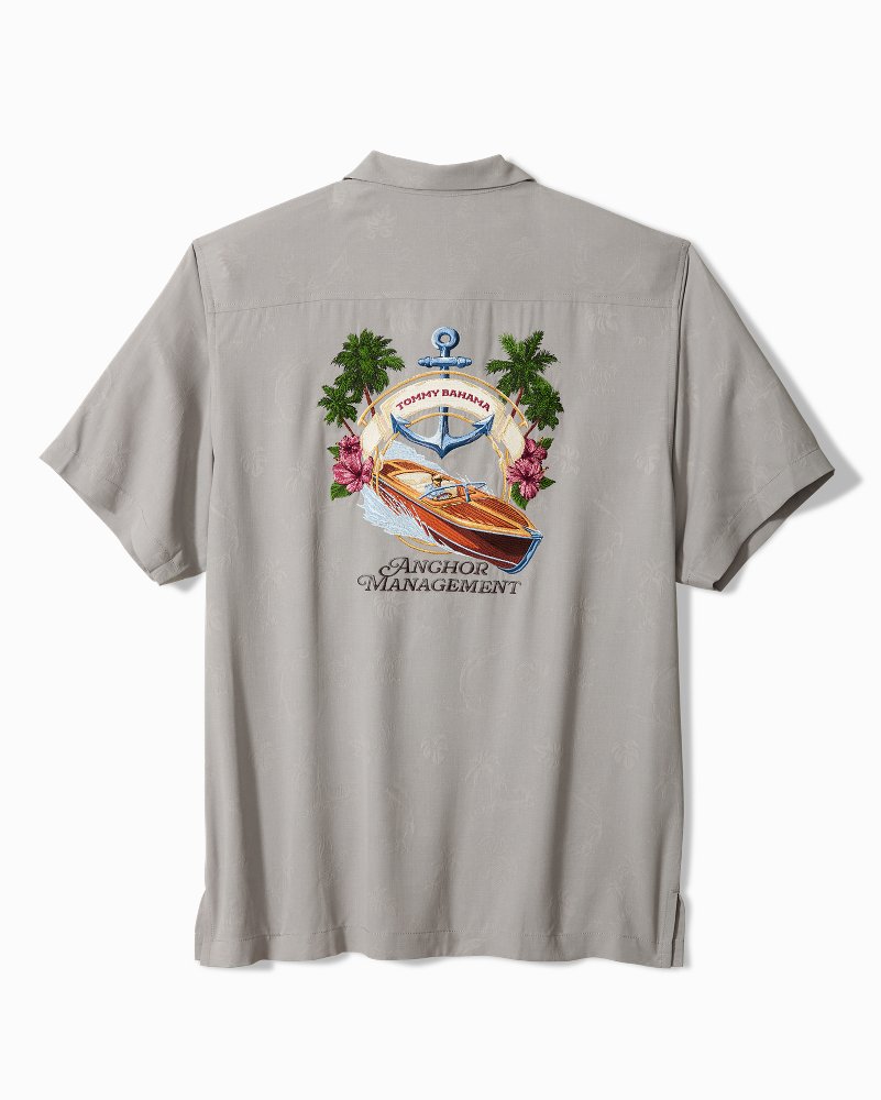 Big & Tall Anchor Management Silk Camp Shirt - Ultimate Gray