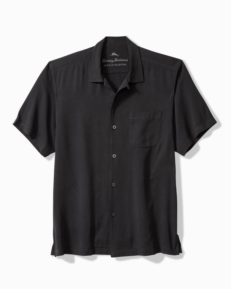 Big & Tall Harbor Luxe Silk Camp Shirt - Black