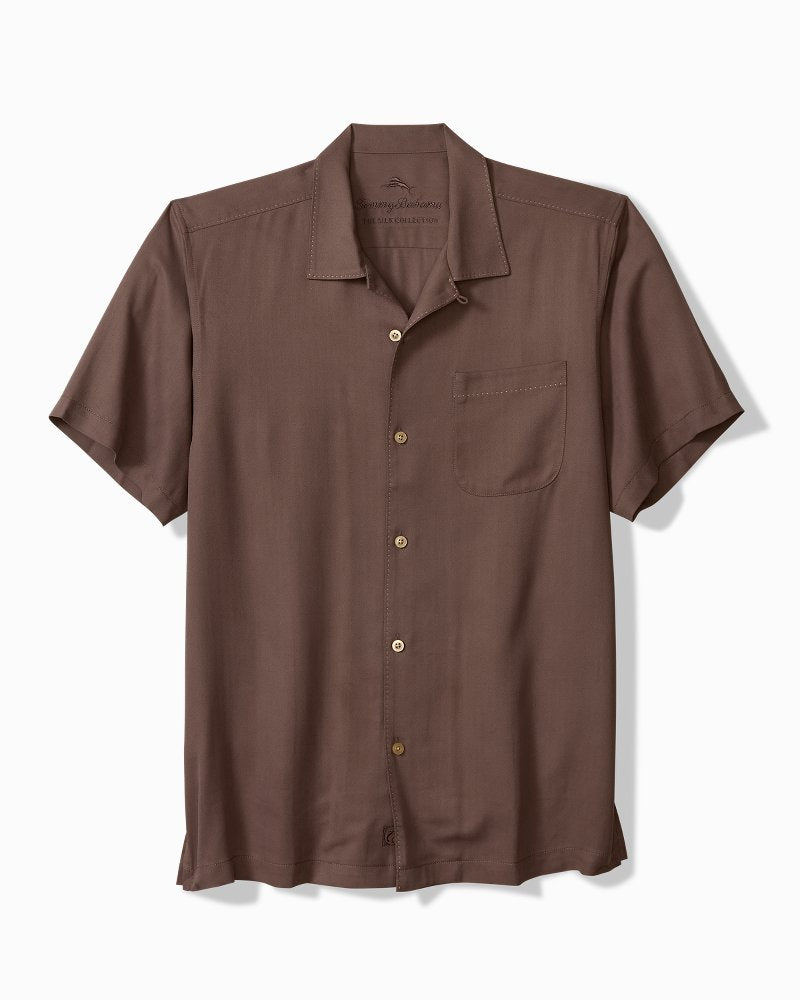 Big & Tall Harbor Luxe Silk Camp Shirt - Desert Plum