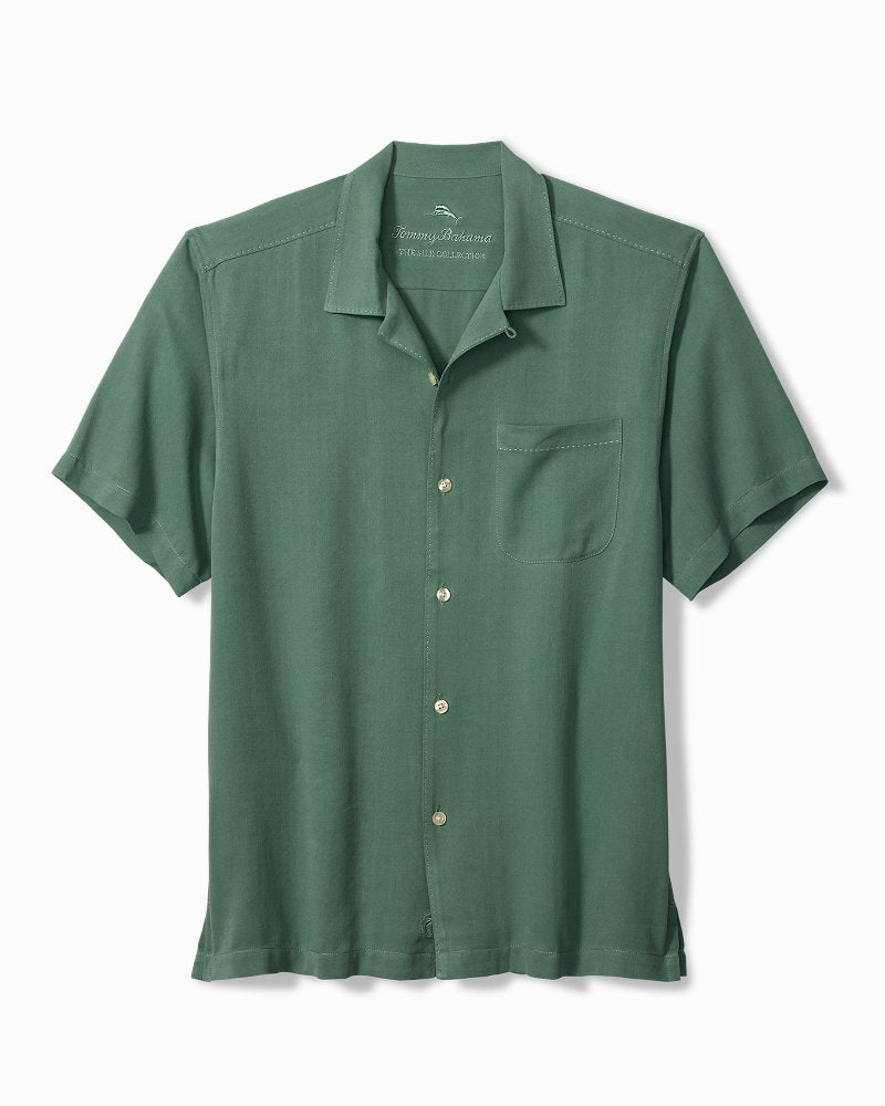 Big & Tall Harbor Luxe Silk Camp Shirt - Dark Spa