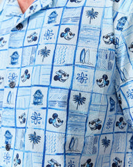 Big & Tall Disney Nova Wave Retro Mosaic Cotton-Blend Shirt - Blue Splash