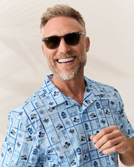 Big & Tall Disney Nova Wave Retro Mosaic Cotton-Blend Shirt - Blue Splash