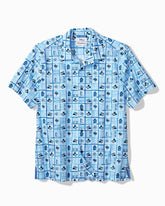 Big & Tall Disney Nova Wave Retro Mosaic Cotton-Blend Shirt - Blue Splash