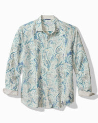 Big & Tall Breezy Cay Linen Long-Sleeve Shirt - Hazy Teal