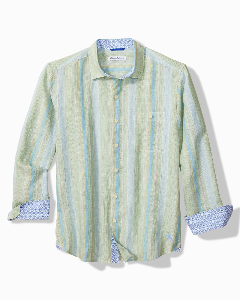 Big & Tall Delgada Stripe Linen Long-Sleeve Shirt - Hemp