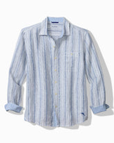 Big & Tall Blue Royale Stripe Linen Long-Sleeve Shirt - Infinity Sky