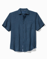 Big & Tall Breeze Island Cotton Short-Sleeve Shirt - Bering Blue
