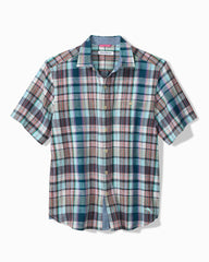 Big & Tall Barbados Breeze Tavira Check Stretch-Linen Shirt - Rococo Blue