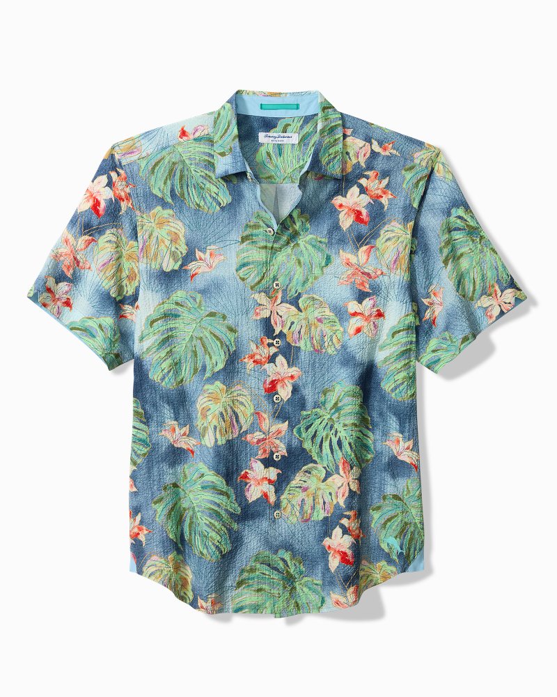 Big & Tall Nova Wave Mira Jungle Cotton-Blend Shirt - Bering Blue