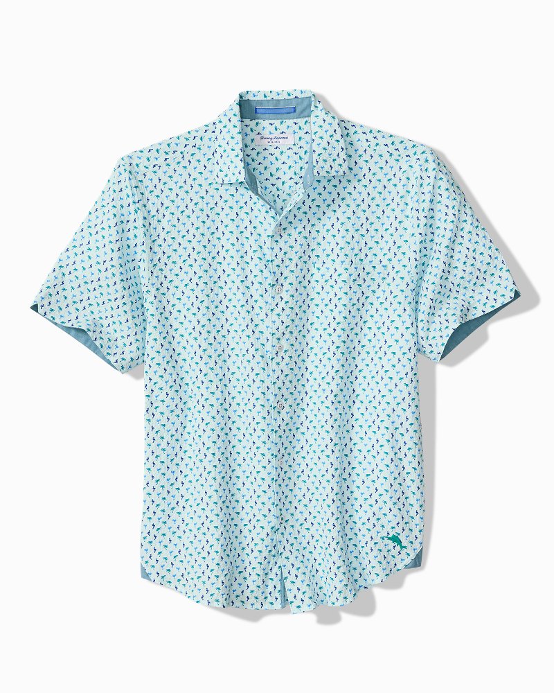 Big & Tall Nova Wave Flock It to You Cotton-Blend Shirt - Scandia Blue