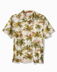 Big & Tall Coastal Ease Palm Voyage IslandZone Camp Shirt - Racing Green