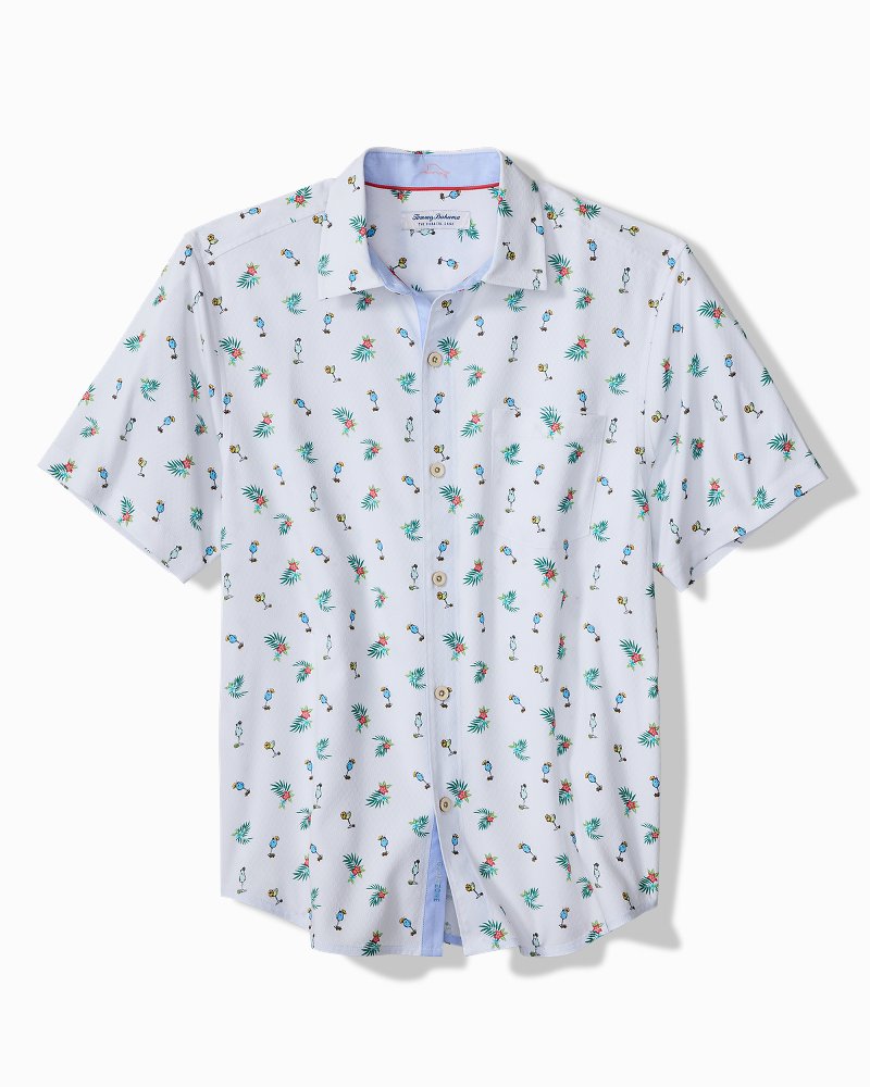 Big & Tall Coastal Ease Fiesta Fizz IslandZone Camp Shirt - Oceana Blue