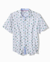 Big & Tall Coastal Ease Fiesta Fizz IslandZone Camp Shirt - Oceana Blue