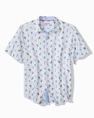 Big & Tall Coastal Ease Fiesta Fizz IslandZone Camp Shirt - Oceana Blue