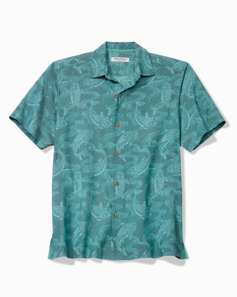 Big & Tall Coastal Ease Feeling Koi-Ful IslandZone Camp Shirt - Summer Aqua