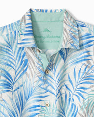 Big & Tall Palm Dancer Silk Camp Shirt - Banff Blue