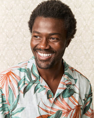 Big & Tall Tidal Fronds Silk Camp Shirt - Pale Opal